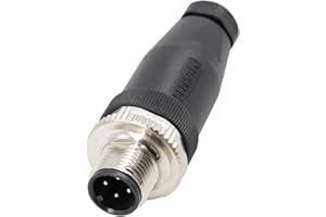 Elecbee M12 Cable Connector Circular Waterproof Aviation Plug Field Installable Screw Termination Unshield Straight (4 Pin Male A-Code)