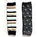 Elesa Miracle 6-pack Baby & Toddler Cozy Soft Leg Warmers, Kneepads, Gift Set for Boys & Girls, Navy, Stripes, Heart-shaped Dots (Boy Set)