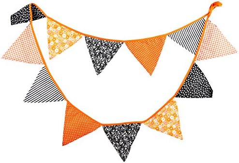 Hallowmas Decoration Double Layer Cotton Triangle Polka Dotted Flag Buntings Banner for Children Birthday Party Wedding Decoration Photography Background,12pcs