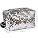 Hinwo Splendid Mermaid Sequin Cosmetic Bag Spangle Makeup Bag Sparkling Shiny Bling Paillette Clutch Handbag Purse Wallet Pouch with Zipper Closure, Cubic, Silver