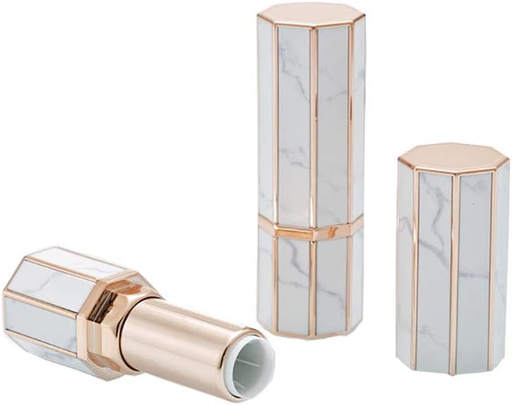 2pcs Lipstick Tubes, Tukistore DIY Refillable Empty Lip Balm Tube Lipstick Empty Tube Bottle Lip Balm Container Caliber 12.1mm, Marble
