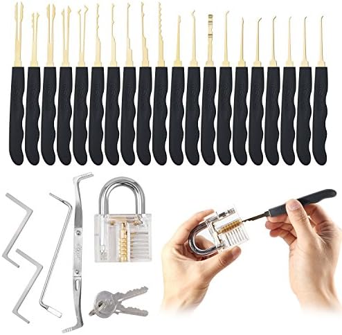 Premium 24 Piece Lock Tool Set with Transparent Pad Lock