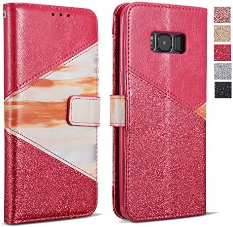 ZCDAYE Wallet Case for Huawei P20 Pro,Premium Bling Glitter [Magnetic Closure] PU Leather [Ceramic Pattern] Stand Folio Inner Soft TPU with [Card Slots] Flip Cover for Huawei P20 Pro - Red