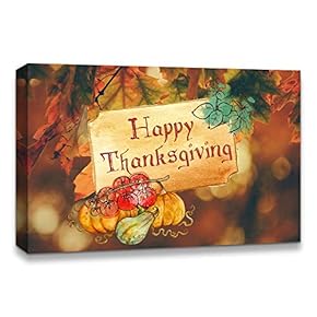 Canvas Wall Art Thanksgiving Day Theme Painting Artwork for Home Prints Framed - 12x18 inches