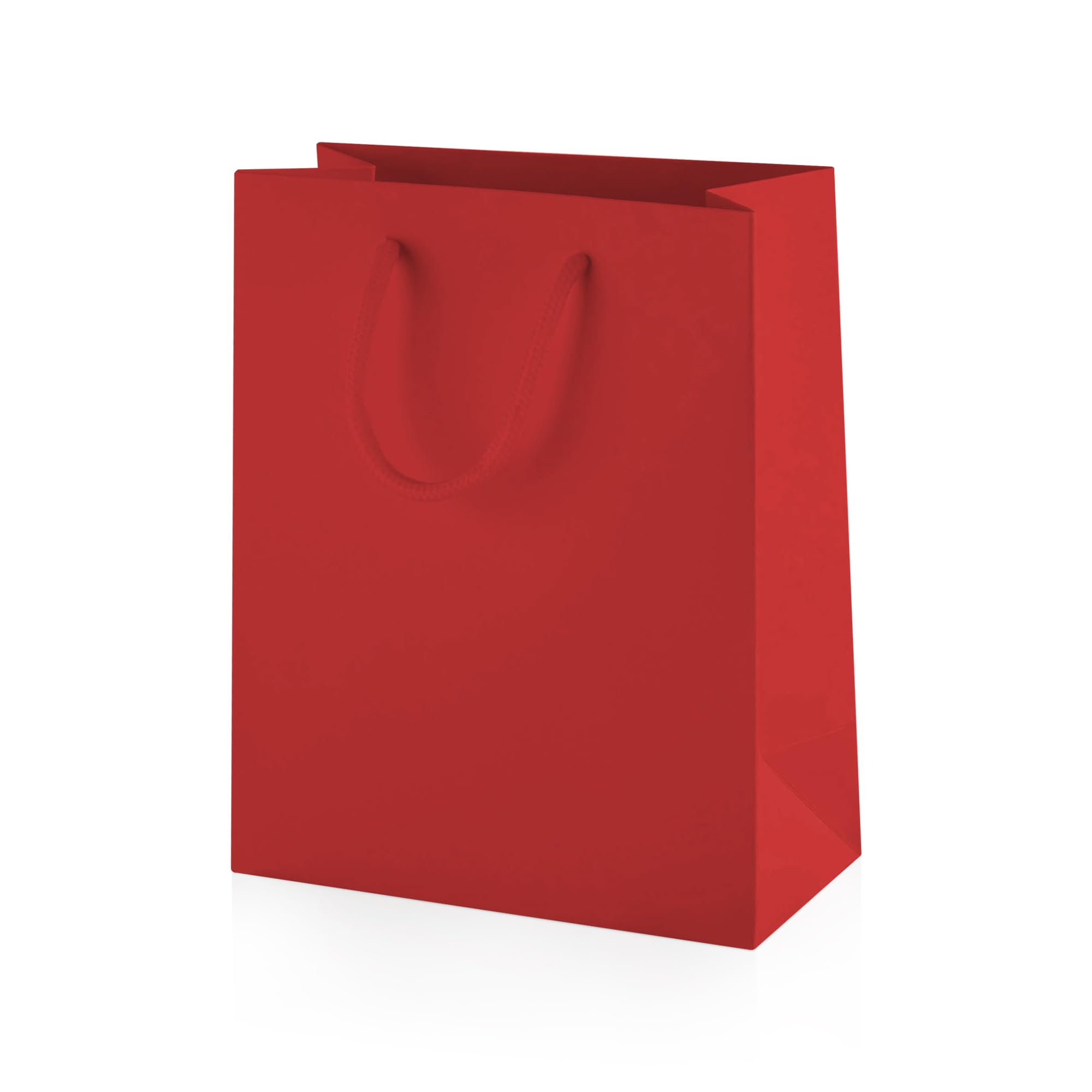 Thepaperbagstore 15× Red Small Matt Laminated Gift Bags 15 x 19 x 8 cm – 210 gsm Boutique Paper Bags with Rope Handles & Reinforced Base – Ideal for Gifts, Weddings, Retail & Corporate Use