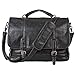 Mens Leather Messenger Bag 15.6 Inch Business Briefcase Waterproof Vintage Leather Large Satchel Shoulder Bag Leather Computer Laptop Bag Briefcase-Black