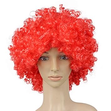 Amazon Com Party Disco Funny Afro Clown Hair Football Fan Adult