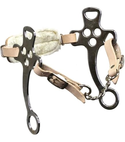 thumbnail image 2 of PRO IRON GEAR Stainless Steel Hackamore Horse Bit – English/Western Bitless Bridle Cheeks – 2078 2 of 6