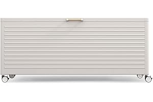 MIRADOR 281 Gallon Large Outdoor Metal Deck Box with Wheels, Storage Box with Lid for Patio Furniture, Garden Tools, Outdoor Cushion, Latte