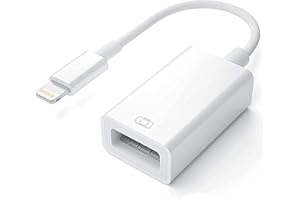WAHBITE Apple Lightning to USB Camera Adapter, USB 3.0 OTG Cable for iPhone/iPad to Connect Card Reader, USB Flash Drive, U Disk, Keyboard, Mouse, Hubs, MIDI, Plug & Play (White)