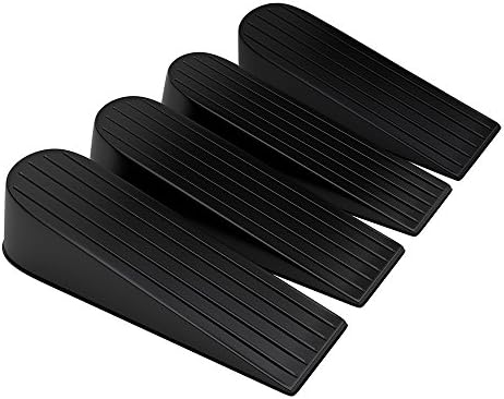 UNEGO Decorative Door Stopper Soft Rubber Doorstops Secure Doors Finger Protector for Home Office-Set of 4 Packs-Black(Flexible,Non-slip,Heavy Duty)