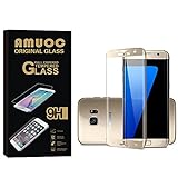 Amuoc HD Ballistic Glass Screen Protector for Samsung Galaxy S7 edge, 2 Pack,Gold