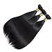 9A Malaysian Human Hair 3Bundles Straight Remy Hair Extensions Human Hair Black Double weft by Lovenea(16 18 20)