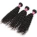 Golden Rule Brazilian Kinky Curly Hair Weave 100% Human Hair Extensions Natural Color Mixed Length (24 26 28)