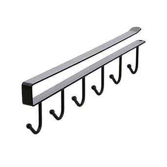 SYGA Wall Hanger 6 Pin Nail Free Rack_Black