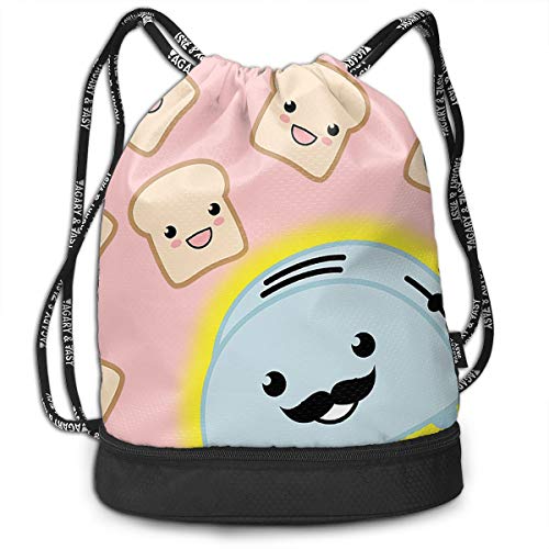 Gymsack Bread Maker Kawaii Print Drawstring Bags - Simple Bundle Pocket Backpack
