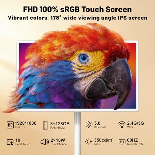 VLH 32″ FHD Portable TV on Wheels, Rolling TV with 38400mAh Battery, Android 15 OS, EDLA-Certified, 8G+128GB, Touch Screen Television with Camera, Wireless Casting, Voice Remote Control