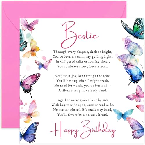 Bestie Birthday Card – 'You’ve Been My Calm' Female Friendship Gift for Her – Sentimental Poem Design – Blank Inside with Envelope at Amazon