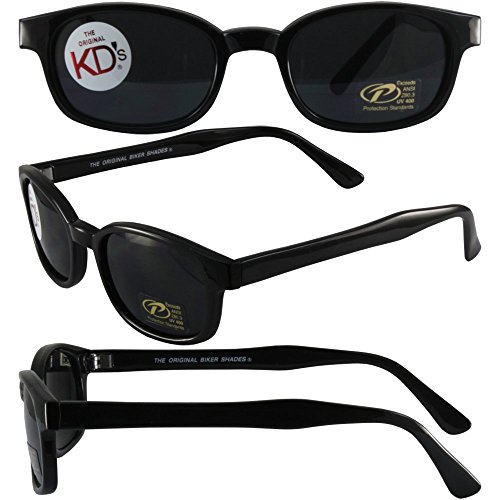 The Original X-KD's Biker Shades By PCSUN 20% Larger Black Frames Grey Lenses