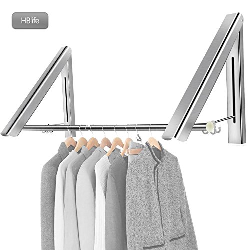 hblife Aluminum Folding Wall Hanger Clothes Hanger Rack Space Saving