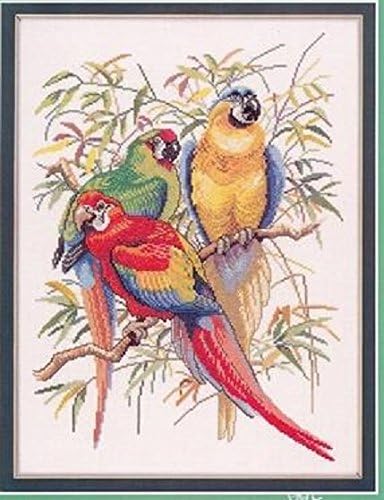 Three Parrots Egyptian Cotton Thread Counted Cross Stitch Kit Cotton Counted Cross Stitch Kits