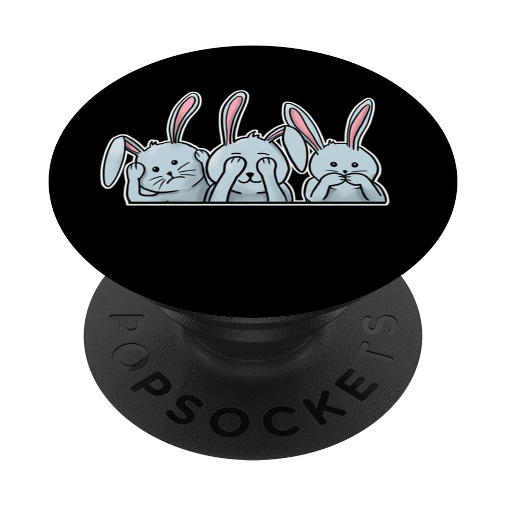 Hear See Speak no evil Rabbits happy Easter bunnies PopSockets Swappable PopGrip