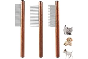 LALOCAPEYO Wide Narrow Circular Pointed Teeth Solid Wood Cat Comb Pet Hair Comb Hair Removal Dog Cat Knot Opening Flea Comb R