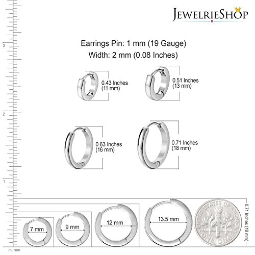 JewelrieShop Men Jewelry Set Huggie Hinged Hoop Dangle Earrings, Stainless Steel, Hypoallergenic, Urban Hoop Earrings - Thumbnail 3