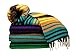 Spirit Quest Supplies Bodhi Blanket Mexican Style Throw Blanket - Falsa Blanket for Yoga, Picnics, Beach, Tapestry, Camping, & More (Mirage: Turquoise, Orange, Yellow, Black, Brown)