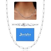 Jewlpire Silver/14K Gold Plated Paperclip Necklace for Women, 3mm 4mm 5mm Necklaces for Women, Women's Paperclip Chain Necklaces 16 18 20 22 24 26 Inch