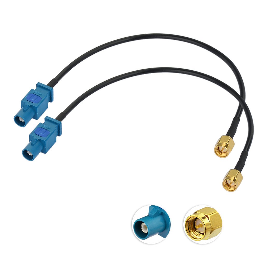 Eightwood DAB Aerial SMA Cable Fakra "Z" Male to SMA Male Straight RG174 Extension Cable 8inch 20cm 2pcs Compatible for AM/FM DAB Radio Blaupunkt Pioneer Clarion Kenwood Alpine JVC