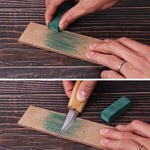Wood Carving Tools,Spoon Carving Hook Knife, Wood Carving Whittling Knife, Chip Carving Detail Knife, Leather Strop and Polishing Compound for Woodworking Spoon Carving - Thumbnail 4
