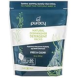 Puracy Platinum Dishwasher Detergent Pods, 50 Count, Natural Enzyme Powder Tablets, Spot & Residue-Free Dish Packs, Free & Clear