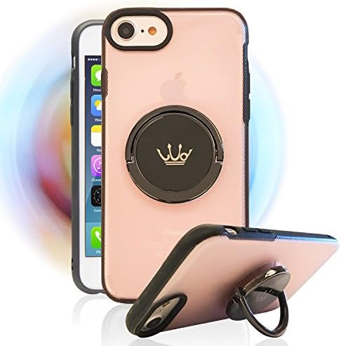 Spinner Cell Phone Case for Apple iPhone 8 Plus and iPhone 7 Plus,Integrated with High Speed Rotating Ring Holder,Also Fit for iPhone Model 6S Plus (Translucent-Pink,iPhone 8Plus,7Plus,6S Plus,6Plus)
