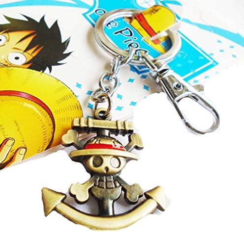 Weeck Anime One Piece Luffy Straw Hat Metal Pendant Keychain