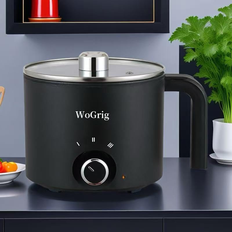 1.8L Electric Hot Pot，Ramen Cooker, Dual power supply Mini Portable Multi-Functional Lazy Pot for Pasta, Noodles, Egg, Soup,Rice，Non-Stick Noodle Cooker with Boil Dry Protection for Dorm, Office