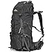 Loowoko Hiking Backpack 50L Travel Daypack Waterproof with Rain Cover for Climbing Camping Mountaineering (Black)
