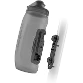 FIDLOCK Twist Bottle 590ml/20oz + Bike Base Magnetic Holder System, Smoke | Magnetic-mechanical lock, one-handed twist access, cage-free frame fit, secure rough-terrain hold, dishwasher-safe bottle