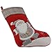 WEWILL Lovely Christmas Stockings Set of 3 Santa, Snowman, Reindeer, Xmas Character 3D Plush Linen Hanging Tag Knit Border for Family Kids