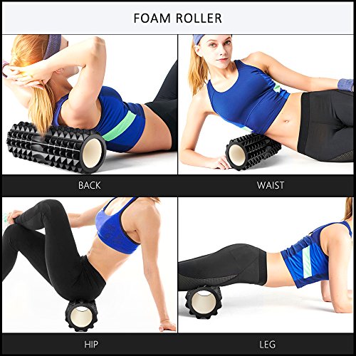 EocuSun Foam Roller, Muscle Roller Set, Massage Rollers with Muscle Roller Stick, Foam Rollers for Muscles Massage Stick Perfect for Exercise, Physical Therapy, Yoga, Pilates