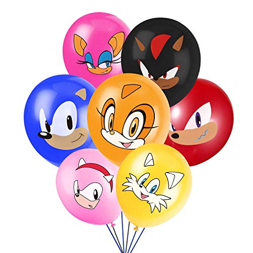 Sonic Birthday Party Supplies, Birthday Party Balloons for Sonic The Hedgehog Theme Party, Includes 7 Styles Printed Ideal for Kids Party Decorations Favors (Pack of 28)