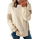 Dokotoo Women's Casual Oversized Sweatshirt Crew Neck Color Block Loose Pullover Tops Side Slit