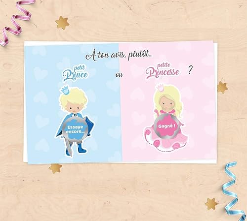 Carte Et Enveloppe Fille Ou Garcon Carte A Gratter Annonce Grossesse Sexe Du Bebe Fournitures De Bureau Produits Handmade