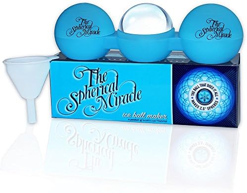The Spherical Miracle Silicone Ice Ball Maker - Makes 3 Large 2.5 Inch Spheres - Includes Free Funnel & Frozen Facts/Creative Quick Tips Insert.