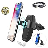 Car Cell Phone Holder, MeanLove Gravity Auto-clamping Air Vent Car Mount Holder with Wireless Charging Function for iPhone X / 8 / 8 Plus , Samsung Galaxy S7/ S7 Edge/ S8/ S8 Plus (New Style)