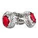 Habool Super Shiny Cufflinks Round Hollow Pattern with Elegant Crystal Red Stone for Men Women Wedding Business Party Gift - 1 Pair