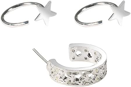 Weiy - Pendientes de aro con Forma de U con Forma de Estrella