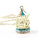 Lady Girl Gold Plated Enamel Rhinestone Colorful Carousel Roundabout Necklace