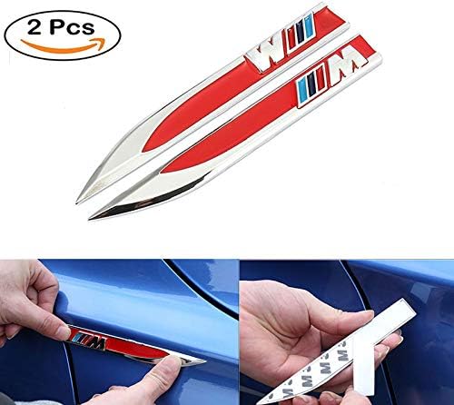 2pcs Self-Adhesive M Tec Sport Badge Sticker Emblem, BMW Accessories 3D Metal Auto Car Door Fender Side Emblem Badge Sticker for BMW X1 X3 X5 X6 E46 E39 E36 E60