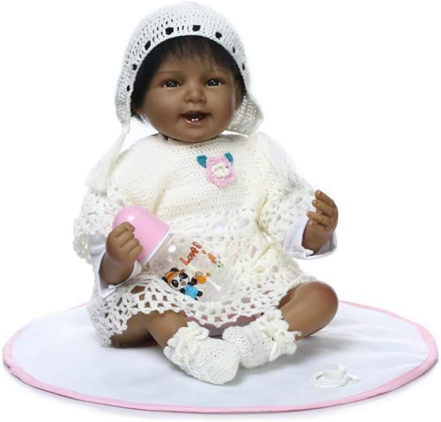Prezzo NACHEN Dark Pelle rinato Bambole Realistico Morbido Silicone Vinyl Playmate Bella Smiley Viso Esposti Denti Neonato Giocattolo Regalo 55cm,color1,55cm Offerte